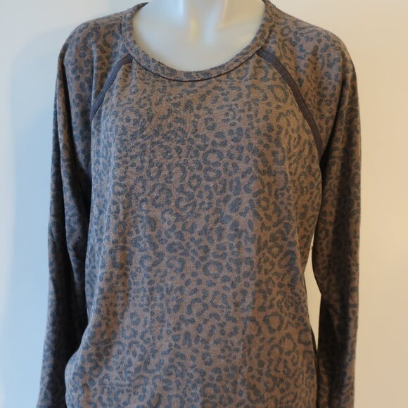 Womens P.J. Salvage Brown Black Leopard 2Pc Set Leisure Top/L Jogger Pants XL * - Picture 3 of 12